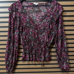 SO Women's Floral Blouse - Pink and Black